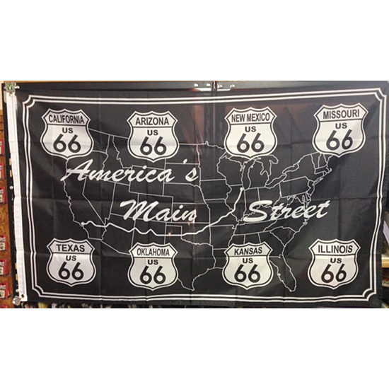 ルート66メインストリート フラッグ タペストリー アメリカン雑貨の画像