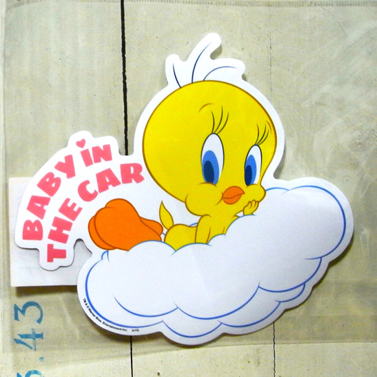 トゥイーティ ベビー イン ザ カー 　ステッカー シール アメリカン雑貨の画像
