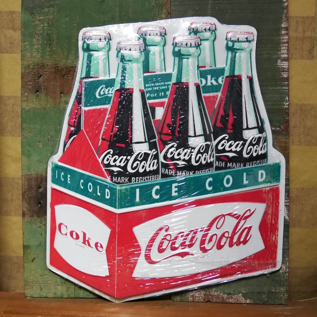  コカ・コーラ ブリキ看板　ティンサイン エンボス　コカ・コーラボトル アメリカン雑貨画像