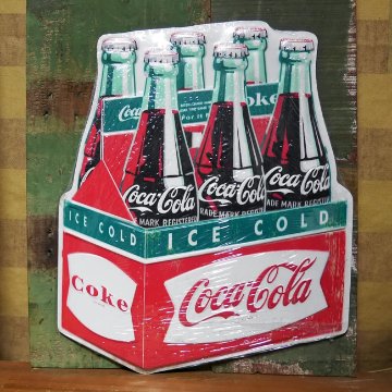  コカ・コーラ ブリキ看板　ティンサイン エンボス　コカ・コーラボトル アメリカン雑貨画像