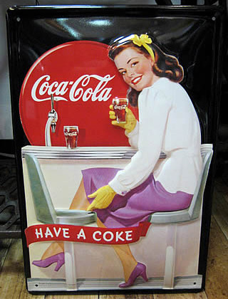  コカ・コーラ 3Dエンボス看板　ティンサイン　コークサイン看板　アメリカン雑貨画像
