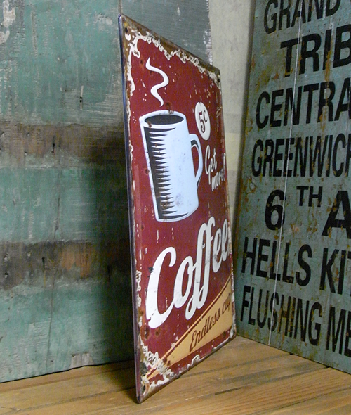 エンボスフードサイン コーヒー COFFEE ブリキ看板　ティンサイン　アメリカン雑貨画像