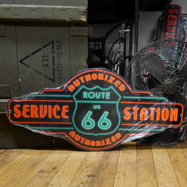  ルート66スティールサイン看板　サービスステーション　ティンサイン　アメリカン雑貨の画像