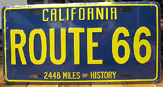  ルート66ライセンスプレート　カリフォルニア　ナンバープレートサイズ　ティンサイン　アメリカン雑貨画像