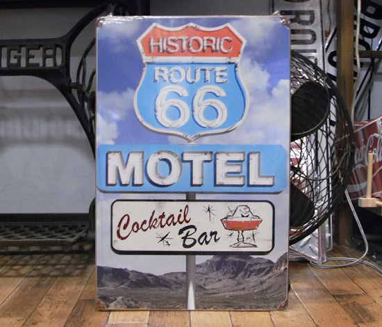  ルート66スティールサイン看板 コックテイル　ティンサイン　アメリカン雑貨の画像
