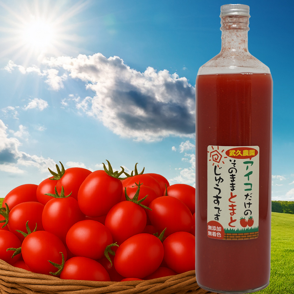 アイコトマトだけのそのままトマトジュースです 900mlの画像