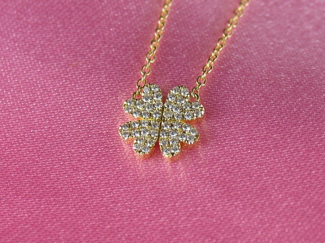 fourheartclover necklace k18yg/diamond(フォーハートクローバー ネックレス k18イエローゴールド/ダイア)の画像