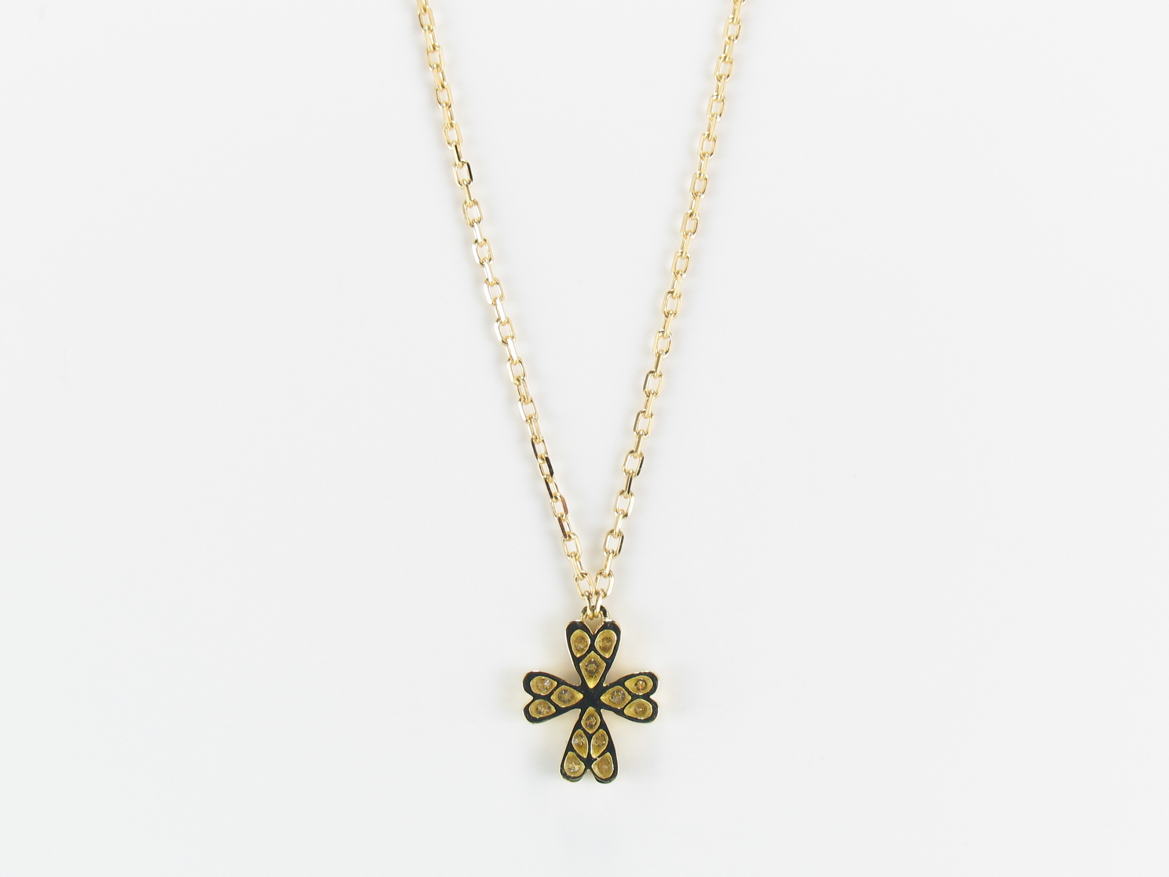 clover cross necklace k18yg/diamond(クローバークロス ネックレス k18イエローゴールド/ダイア)の画像