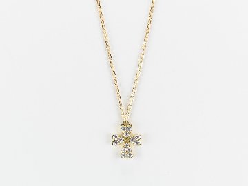 clover cross necklace k18yg/diamond(クローバークロス ネックレス k18イエローゴールド/ダイア)の画像