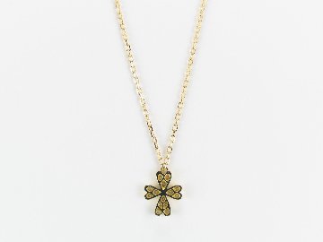 clover cross necklace k18yg/diamond(クローバークロス ネックレス k18イエローゴールド/ダイア)の画像