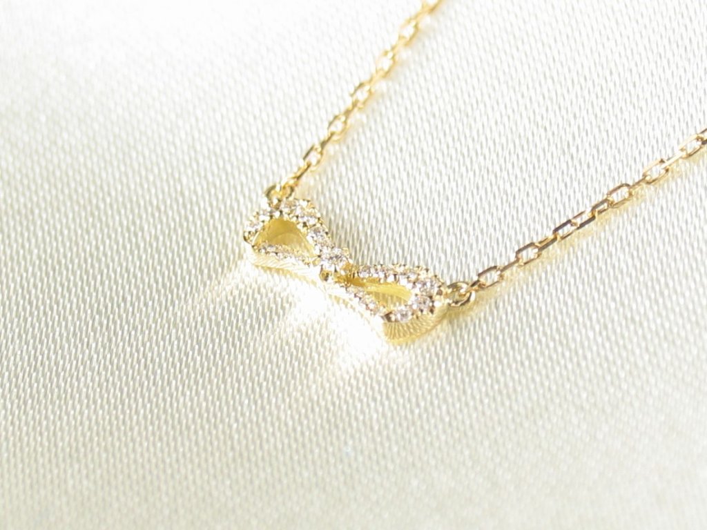 petitribbon necklace k18yg/diamond(ペティリボン ネックレス k18イエローゴールド/ダイア)の画像