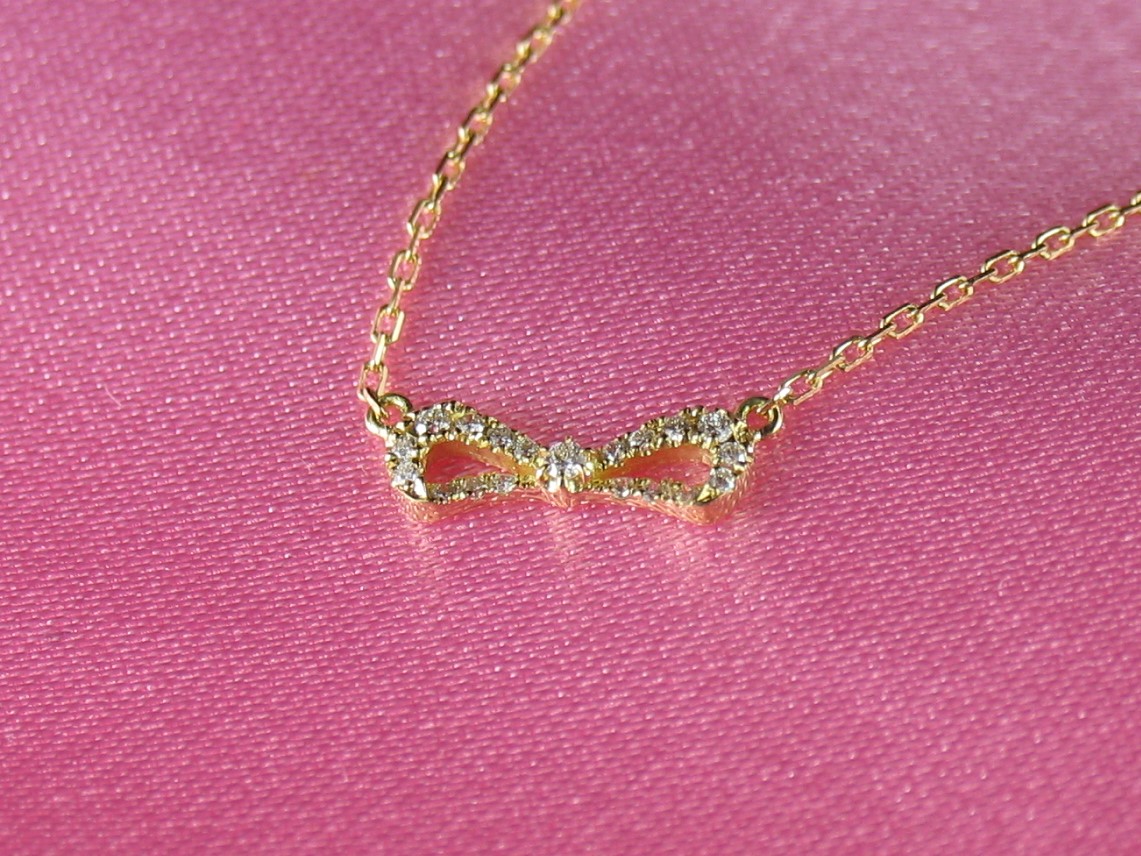 petitribbon necklace k18yg/diamond(ペティリボン ネックレス k18イエローゴールド/ダイア)の画像