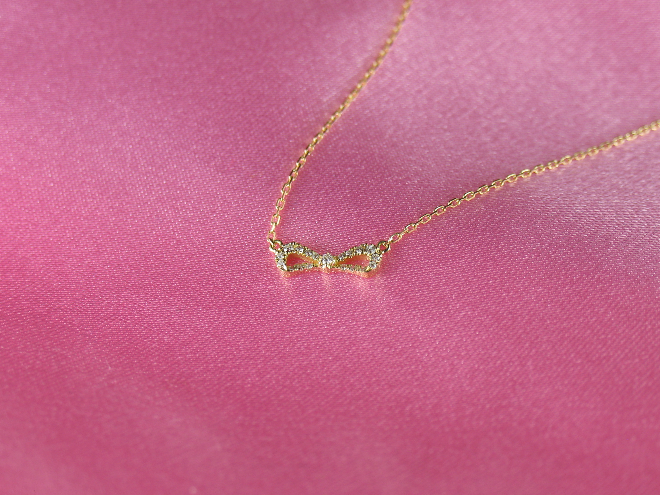 petitribbon necklace k18yg/diamond(ペティリボン ネックレス k18イエローゴールド/ダイア)の画像