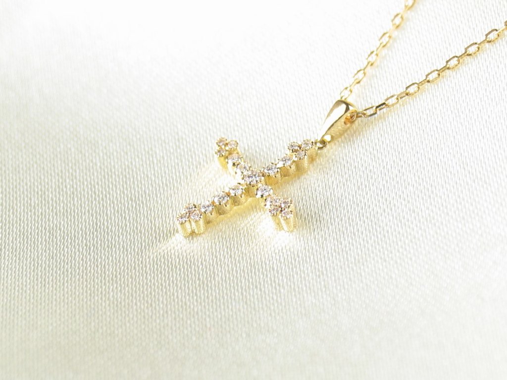 sexyround D cross necklace k18yg/diamond(セクシーラウンド D クロス ネックレス k18イエローゴールド/ダイア)の画像