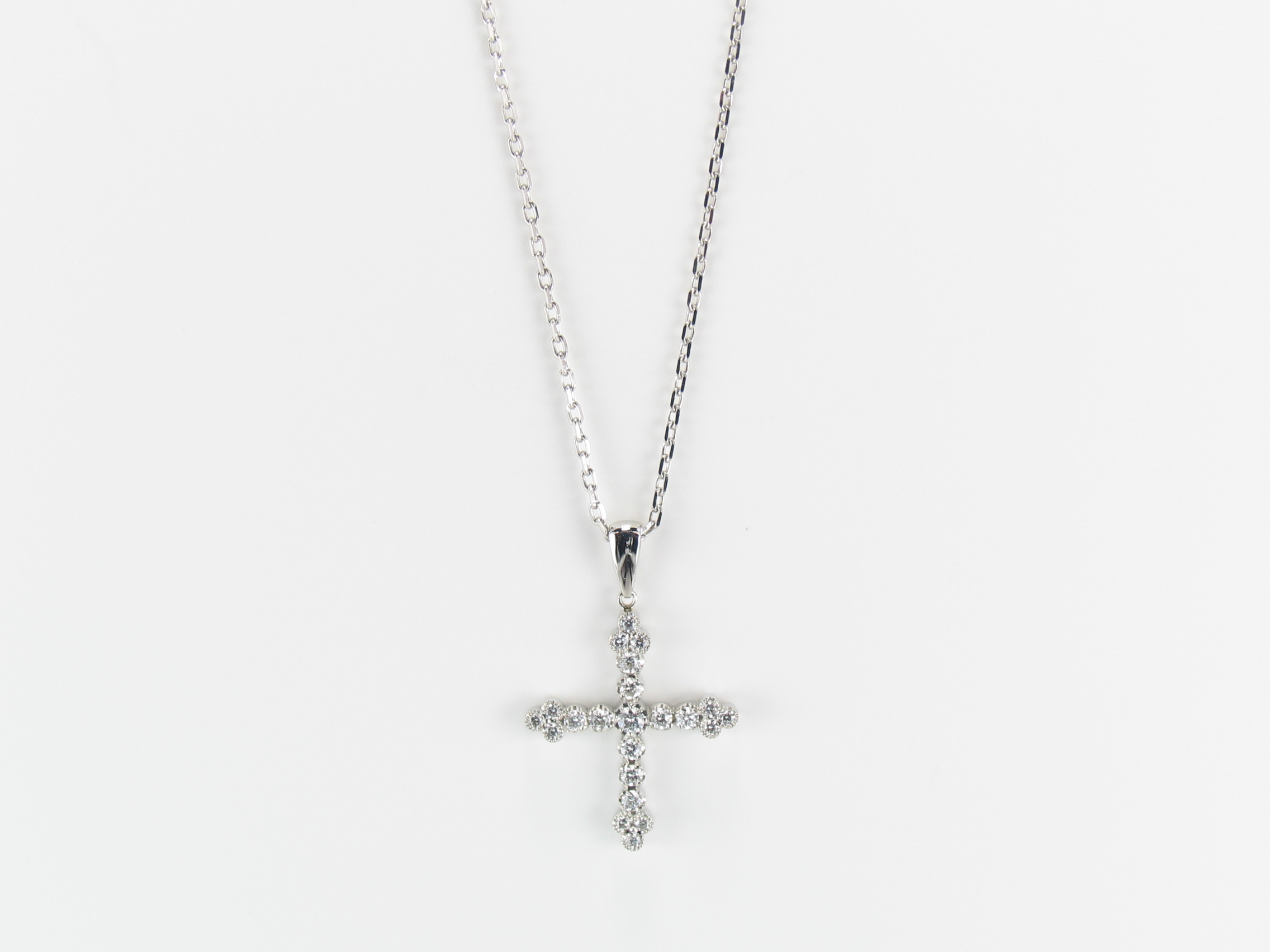 sexyround D cross necklace k18wg/diamond(セクシーラウンド D クロス ネックレス k18ホワイトゴールド/ダイア)の画像