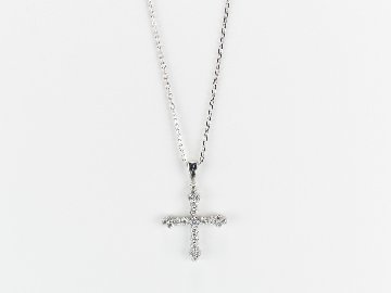 sexyround D cross necklace k18wg/diamond(セクシーラウンド D クロス ネックレス k18ホワイトゴールド/ダイア)の画像