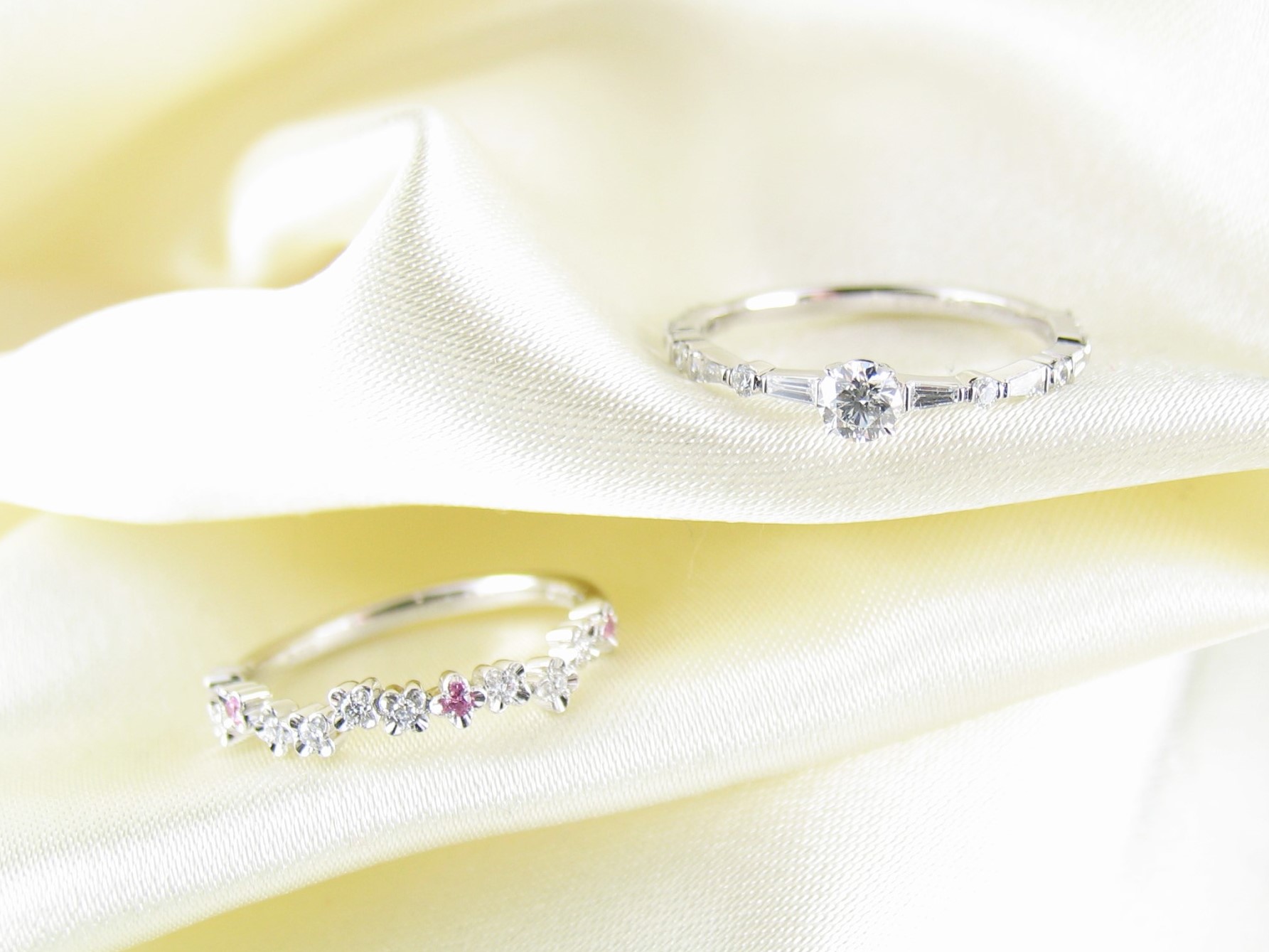 flowerpicked pinkyring pt/diamond&pinksapphire(フラワーピックド ピンキーリング プラチナ/ダイア&ピンクサファイア)の画像