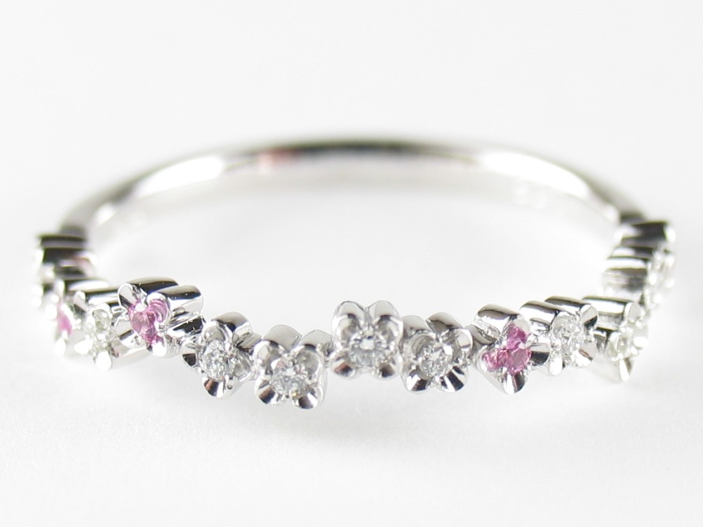 flowerpicked pinkyring pt/diamond&pinksapphire(フラワーピックド ピンキーリング プラチナ/ダイア&ピンクサファイア)の画像