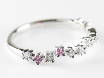 flowerpicked pinkyring pt/diamond&pinksapphire(フラワーピックド ピンキーリング プラチナ/ダイア&ピンクサファイア)の画像