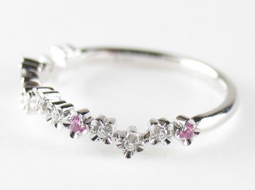 flowerpicked pinkyring pt/diamond&pinksapphire(フラワーピックド ピンキーリング プラチナ/ダイア&ピンクサファイア)の画像