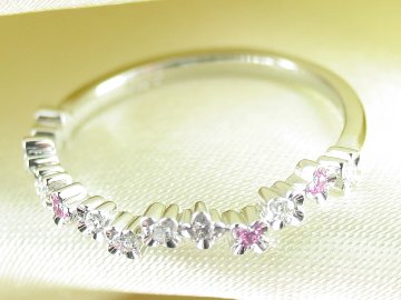 flowerpicked pinkyring pt/diamond&pinksapphire(フラワーピックド ピンキーリング プラチナ/ダイア&ピンクサファイア)の画像