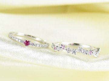 flowerpicked pinkyring pt/diamond&pinksapphire(フラワーピックド ピンキーリング プラチナ/ダイア&ピンクサファイア)の画像