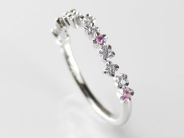 flowerpicked pinkyring pt/diamond&pinksapphire(フラワーピックド ピンキーリング プラチナ/ダイア&ピンクサファイア)の画像