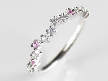 flowerpicked pinkyring pt/diamond&pinksapphire(フラワーピックド ピンキーリング プラチナ/ダイア&ピンクサファイア)の画像