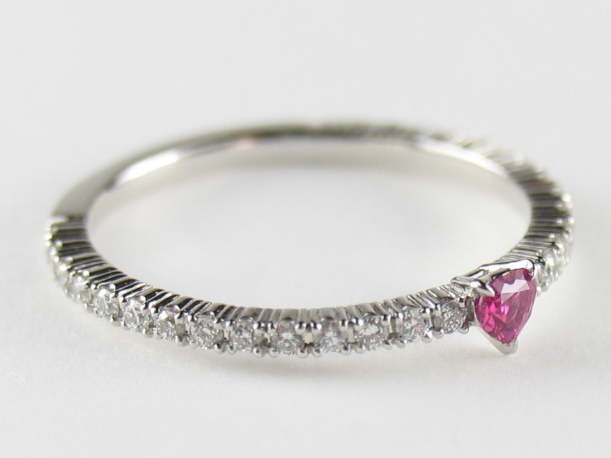 heartrubyvinesetting pinkyring pt/diamond&ruby(ハートルビーバインセッティング ピンキーリング プラチナ/ダイア&ルビー)の画像