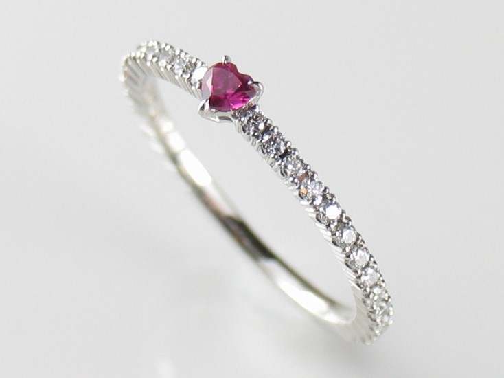 heartrubyvinesetting pinkyring pt/diamond&ruby(ハートルビーバインセッティング ピンキーリング プラチナ/ダイア&ルビー)の画像