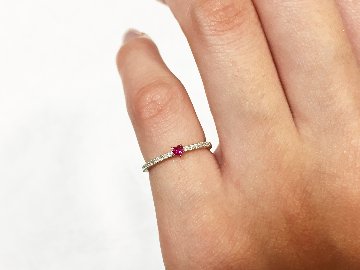 heartrubyvinesetting pinkyring pt/diamond&ruby(ハートルビーバインセッティング ピンキーリング プラチナ/ダイア&ルビー)の画像