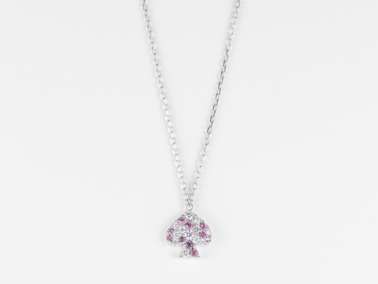 spadepave necklace k18wg/diamond&pinksapphire(スペードパヴェ ネックレス k18ホワイトゴールド/ダイア&ピンクサファイア)の画像