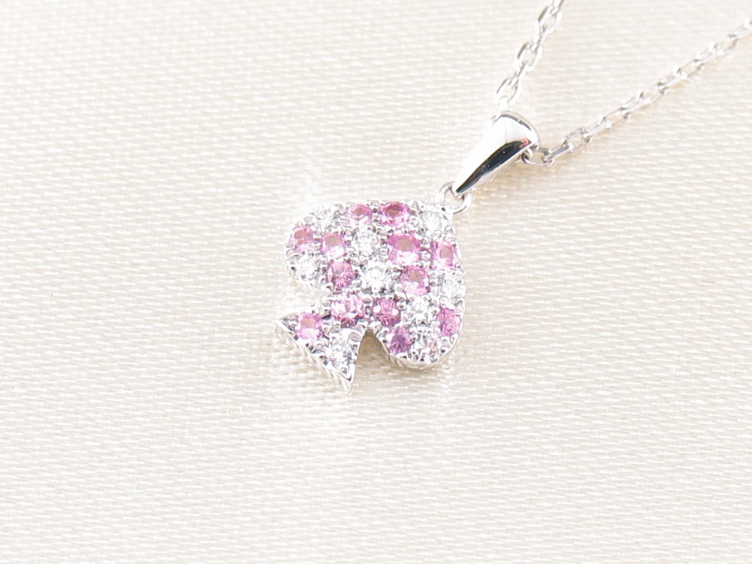 spadepave charmnecklace k18wg/diamond&pinksapphire(スペードパヴェ チャームネックレス k18ホワイトゴールド/ダイア&ピンクサファイア)の画像