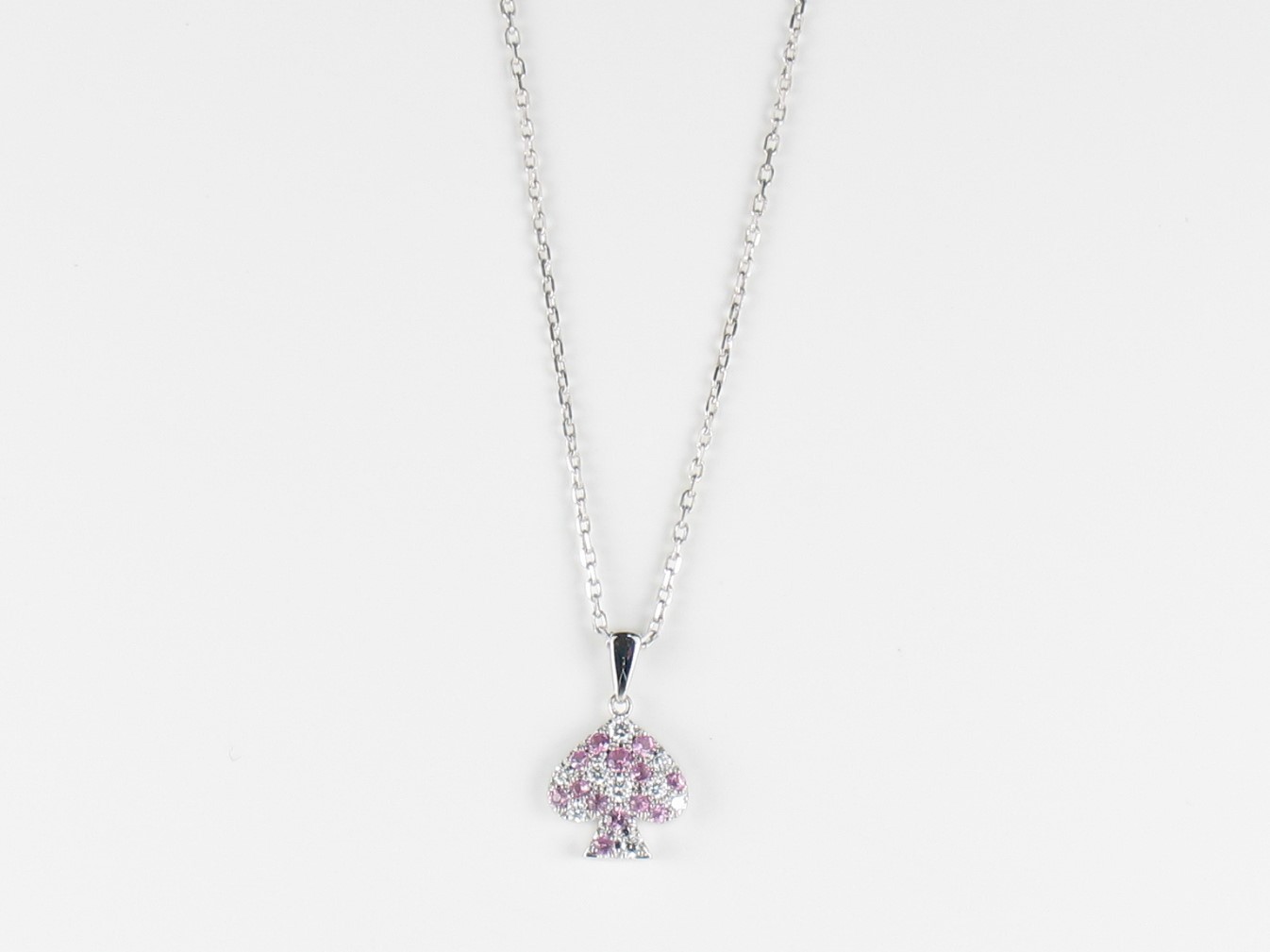 spadepave charmnecklace k18wg/diamond&pinksapphire(スペードパヴェ チャームネックレス k18ホワイトゴールド/ダイア&ピンクサファイア)の画像