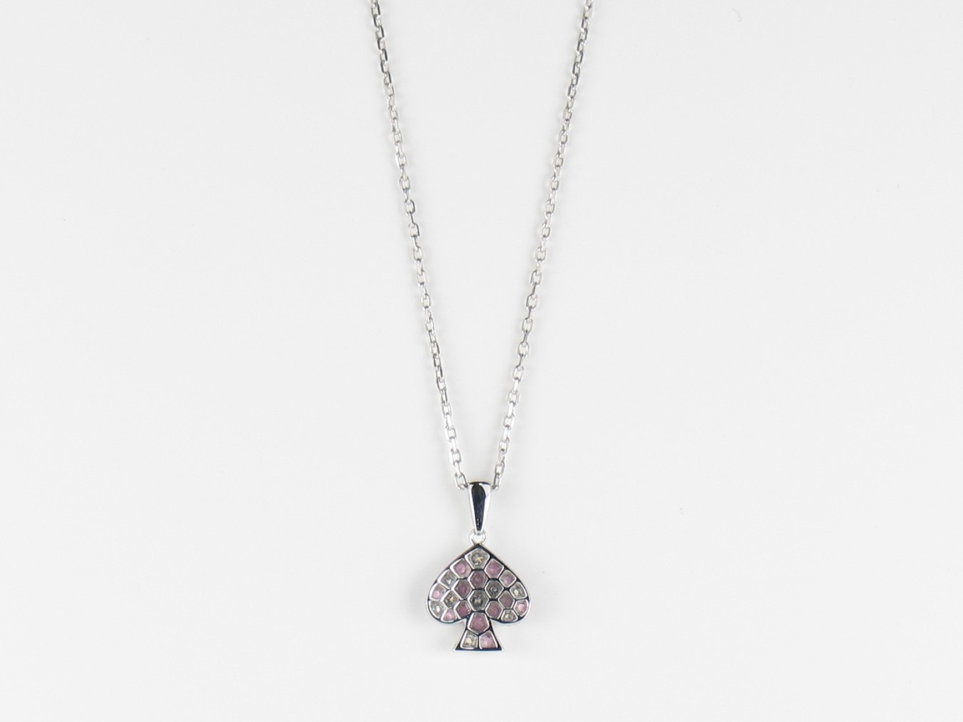 spadepave charmnecklace k18wg/diamond&pinksapphire(スペードパヴェ チャームネックレス k18ホワイトゴールド/ダイア&ピンクサファイア)の画像