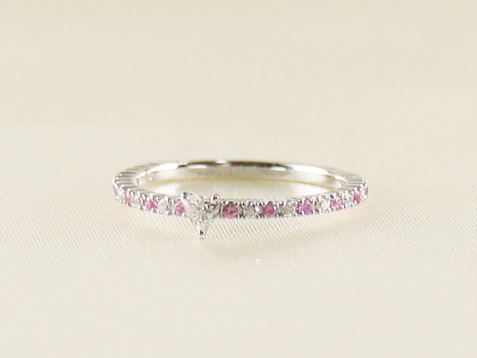 heartrubyvinesetting pinkyring pt/diamond&ruby(ハートバインセッティング ピンキーリング プラチナ/ダイア&ピンクサファイア)の画像