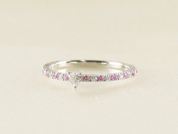 heartrubyvinesetting pinkyring pt/diamond&ruby(ハートバインセッティング ピンキーリング プラチナ/ダイア&ピンクサファイア)の画像