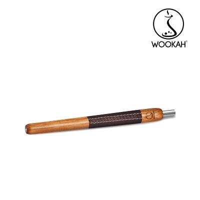 Wookah Oak Wooden Mouthpiece BROWN Leather / BROWN Leather Hose（ウーカーオークウッデンマウスピースブラウンレザー/ブラウンレザーホース）画像