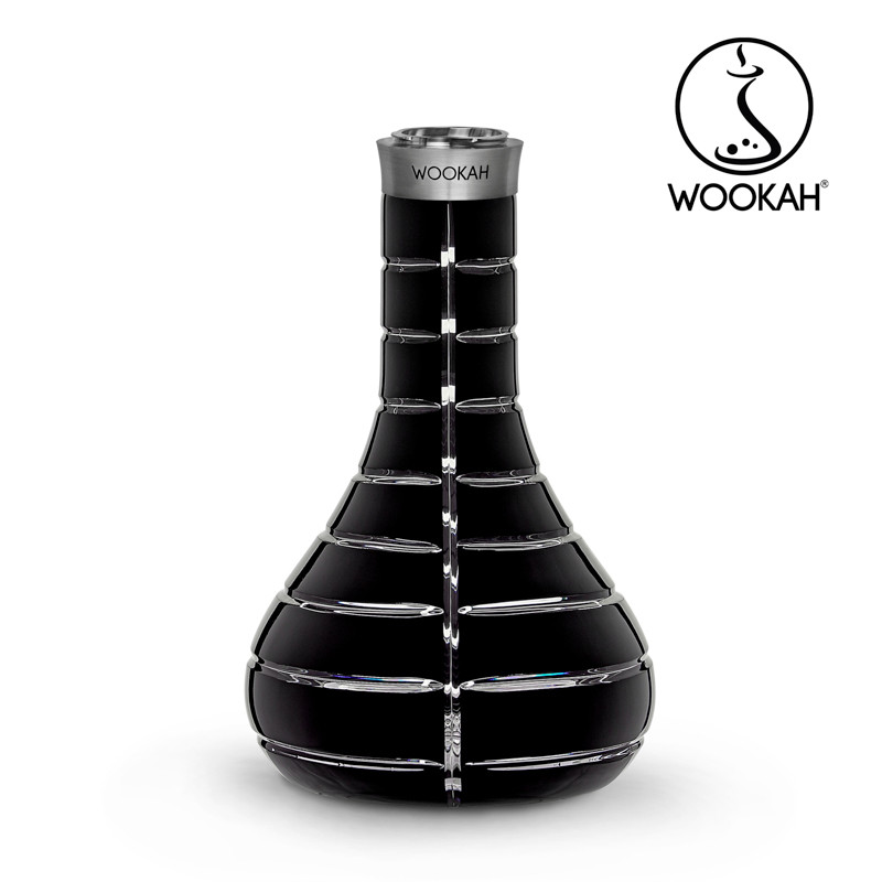 Wookah TENEBRIS Body / BLACK STRIPE Bottle / TENEBRIS Wooden Mouthpiece / Black Leather Hosの画像