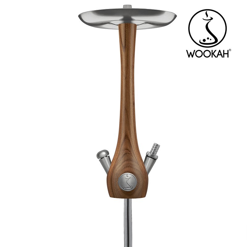 Wookah WALNUT Body / ONION Bottle / WALNUT Wooden Mouthpiece / Brown Leather Hose Setの画像
