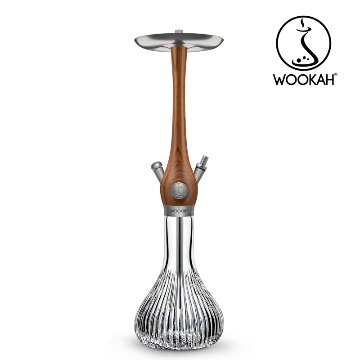 Wookah WALNUT Body / ONION Bottle / WALNUT Wooden Mouthpiece / Brown Leather Hose Setの画像