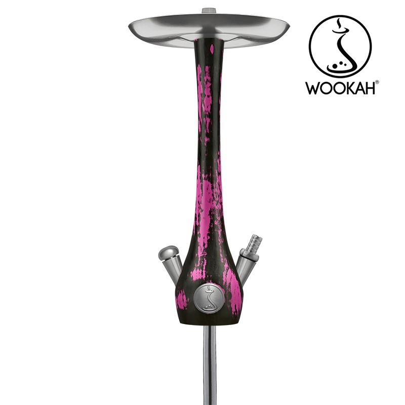 Wookah BLACK PINK Body / CHECK Bottle / BLACK PINK Wooden Mouthpiece / BLACK Leather Hose Setの画像