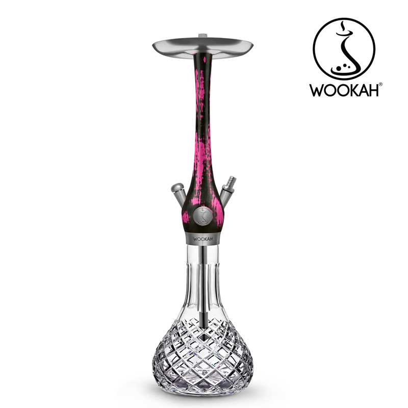 Wookah BLACK PINK Body / CHECK Bottle / BLACK PINK Wooden Mouthpiece / BLACK Leather Hose Setの画像