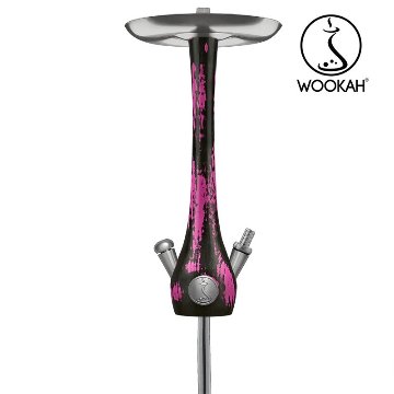 Wookah BLACK PINK Body / CHECK Bottle / BLACK PINK Wooden Mouthpiece / BLACK Leather Hose Setの画像