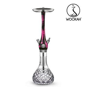 Wookah BLACK PINK Body / CHECK Bottle / BLACK PINK Wooden Mouthpiece / BLACK Leather Hose Setの画像