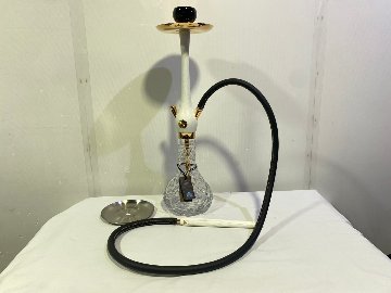 Wookah 24K Gold-Plated White NOX Body / Olives Vase / Black Hose Complete Setの画像