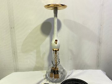 Wookah 24K Gold-Plated White NOX Body / Olives Vase / Black Hose Complete Setの画像