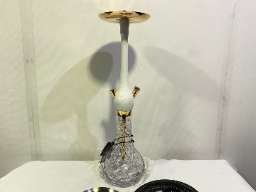 Wookah 24K Gold-Plated White NOX Body / Olives Vase / Black Hose Complete Setの画像