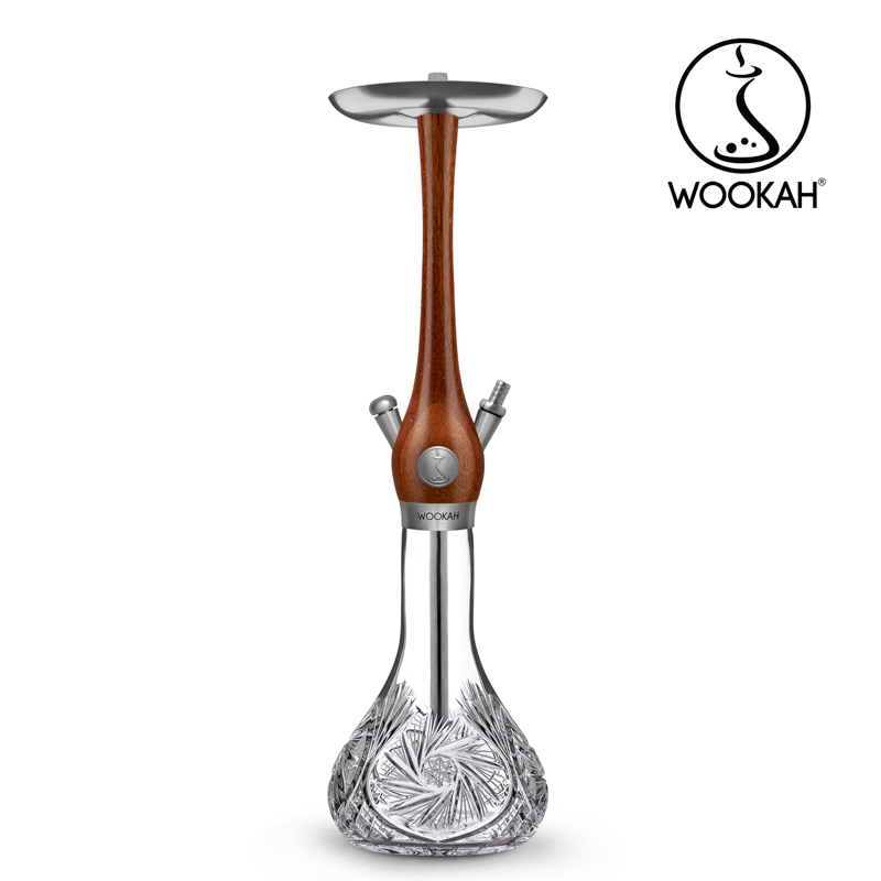 Wookah MERBAU Body / MILL Bottle / MERBAU Wooden Mouthpiece / BROWN Leather Hose Set