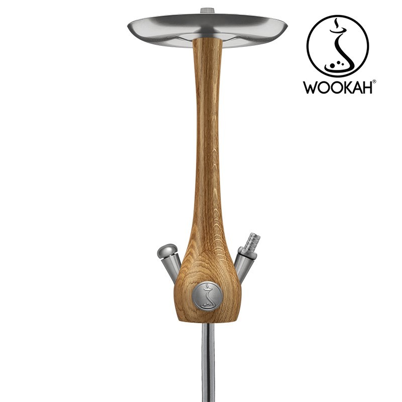 Wookah OAK Body /  ONION Bottle / OAK Wooden Mouthpiece / BROWN Leather Hose Setの画像